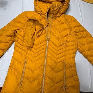Michael Kors Woman Down Short Yellow Hoodlie Coat Puffer Sz S